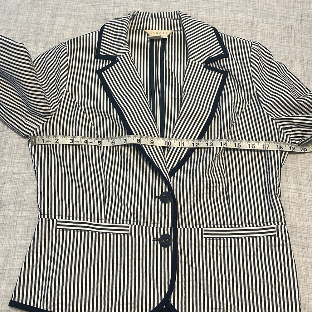 Sandro seersucker navy white stripe blazer - Picture 10 of 13